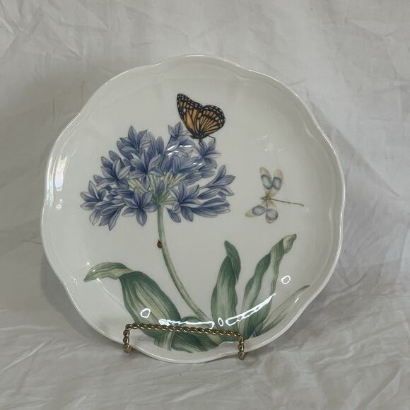 Lenox Other - Lenox Butterfly Meadow Luncheon Plate 9 inch Scalloped Rim Nature Painted Scene